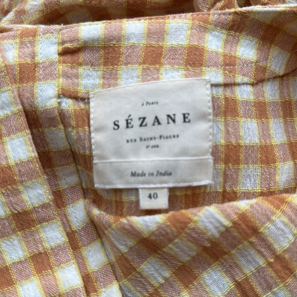 Sezane Yellow Gingham Blouse - Picture 8 of 8
